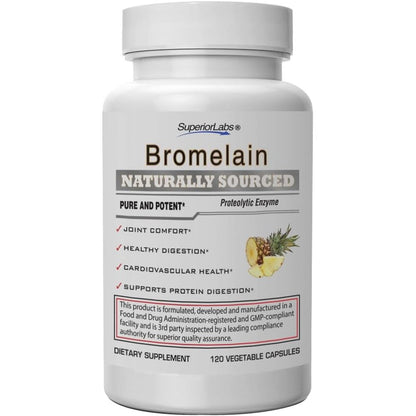 Superior Labs Bromelain 500mg bottle front view