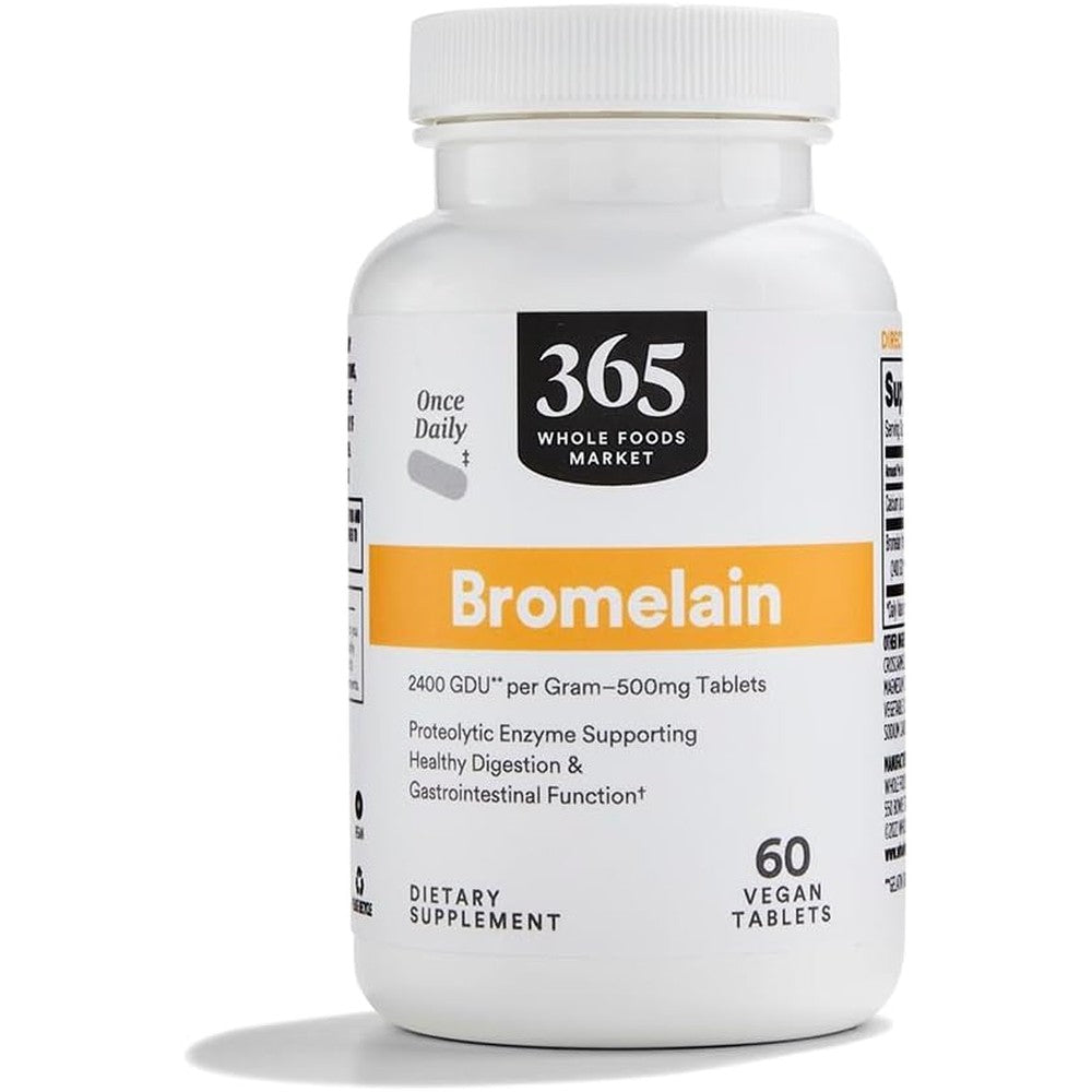 365 by Whole Foods Market Bromelain vegan digestive tablets front view