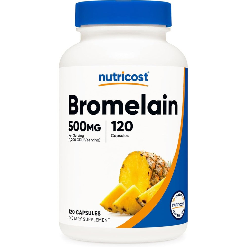 Nutricost Bromelain 500mg 120 Capsules bottle front view