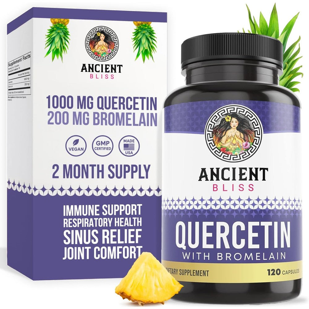 Ancient Bliss Quercetin 1000mg Bromelain 200mg front view