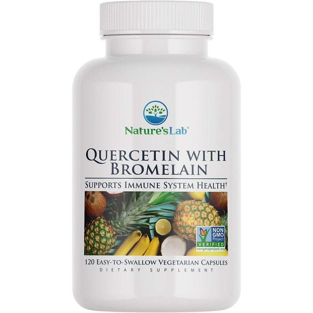Nature's Lab Quercetin Bromelain 120 capsules front view bottle for immune support India