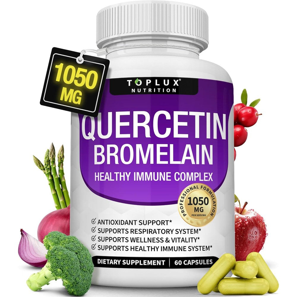 Toplux Quercetin with Bromelain and Zinc 1050mg bottle front view
