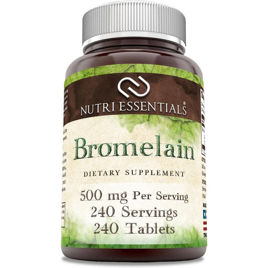 Nutri Essentials Bromelain 500 Milligrams 240 Tablets front view bottle