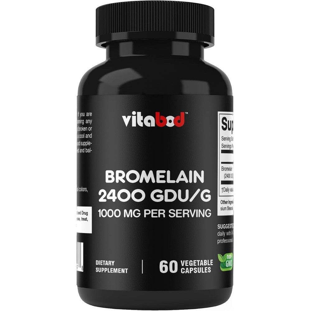 Vitabod Bromelain 1000mg capsules bottle front view