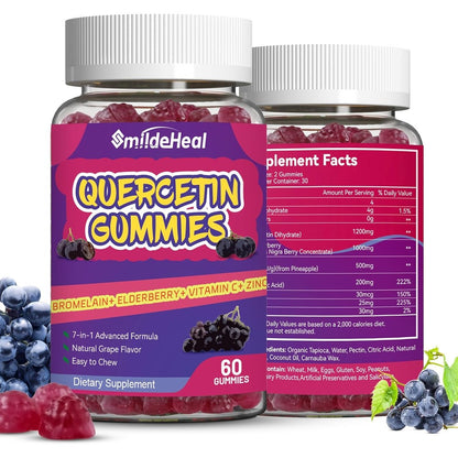SmildeHeal Quercetin 1200mg Gummies front bottle view