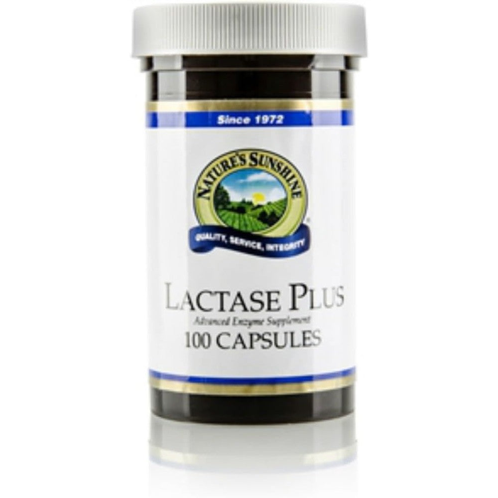 Nature's Sunshine Lactase Plus 100 capsules front bottle view lactase enzyme supplement India