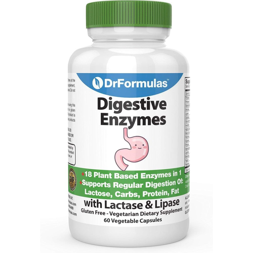 DrFormulas Digestive Enzymes with Lactase sixty vegetarian capsules front view bottle packaging