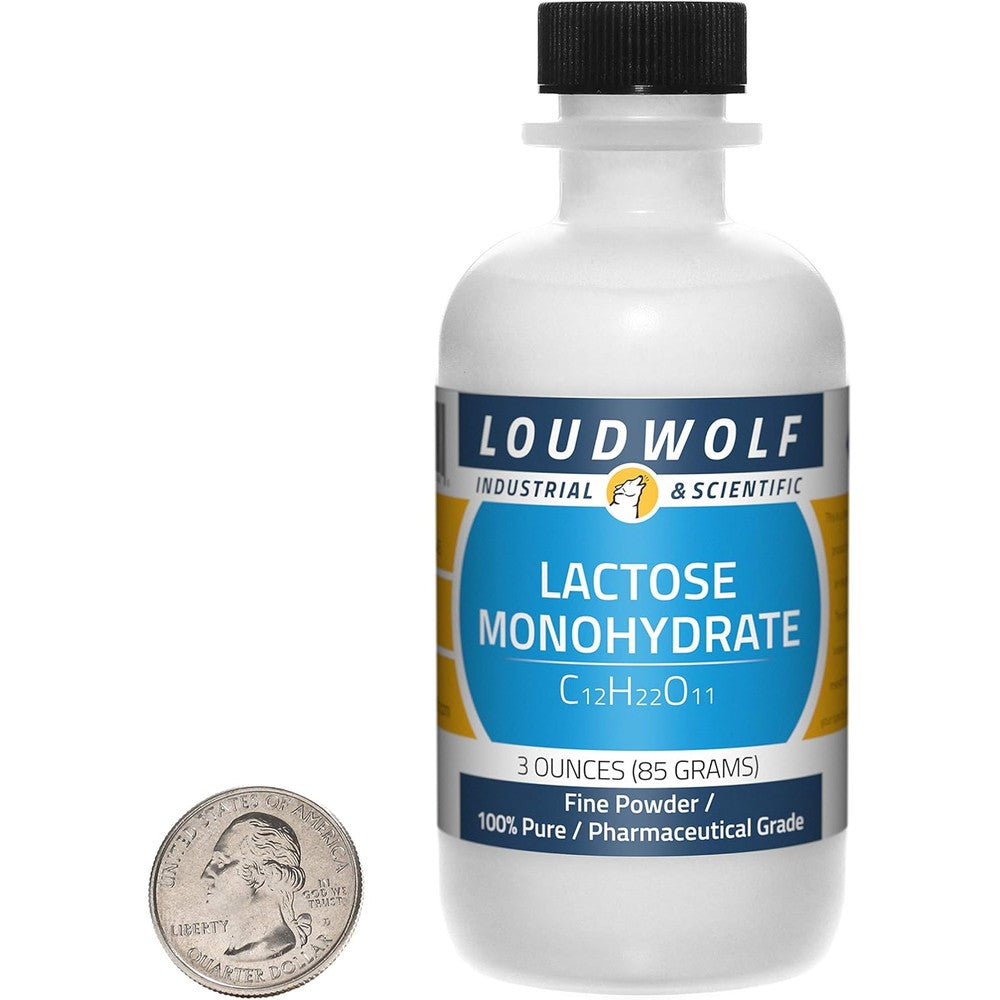 Loudwolf Lactose Monohydrate Powder 3 Ounce front view bottle for pharmaceutical compounding.