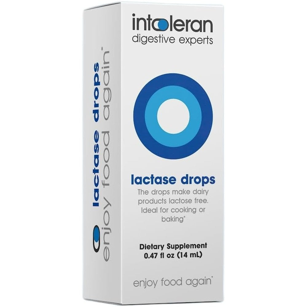 Intoleran Lactase Digestive Enzyme Drops 14ml front view for lactose intolerance relief