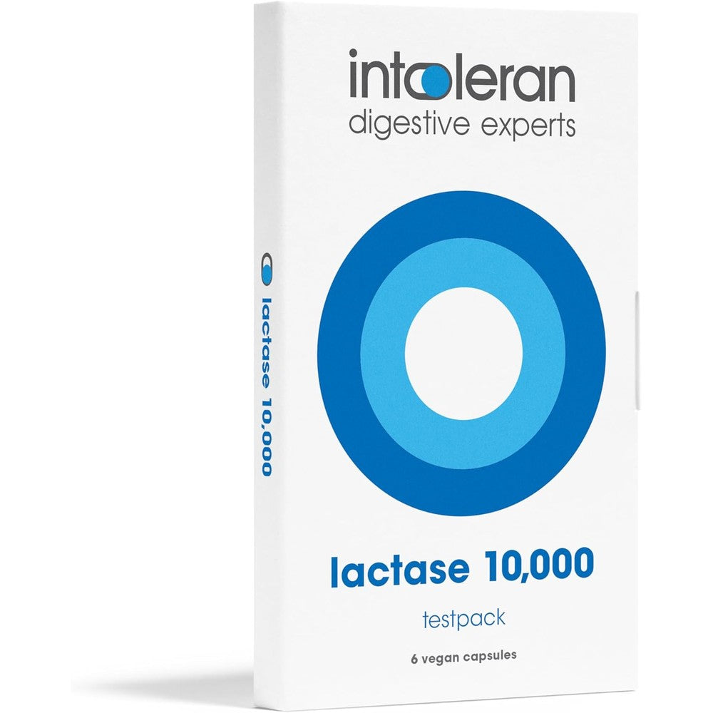 Intoleran Lactase 10000 Testpack 6 Vegan Tablets front packaging view