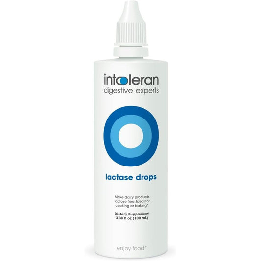 Intoleran Lactase Digestive Enzyme Drops 100ml front view bottle for lactose intolerance