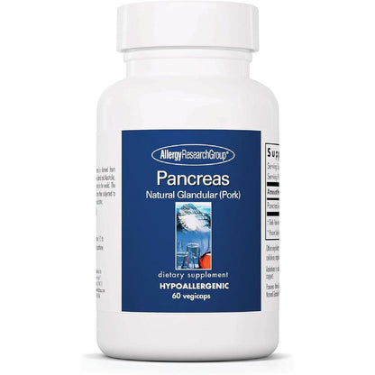 Allergy Research Group Pancreas Natural Glandular 60 capsules front view bottle