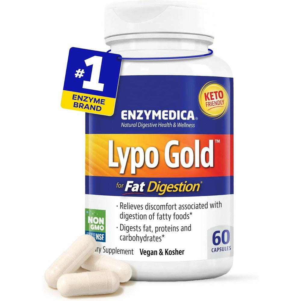 Enzymedica Lypo Gold front view bottle container commercial packaging