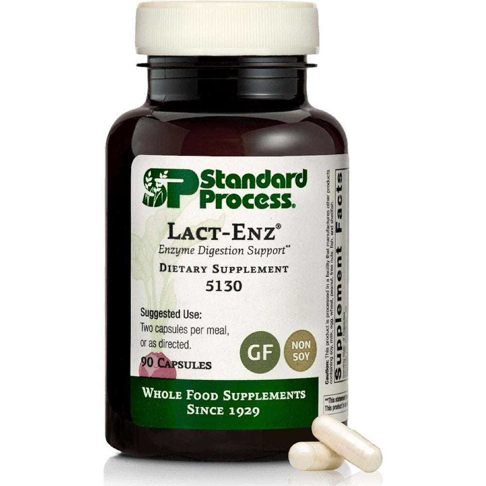 Standard Process Lact-ENZ digestive enzyme capsules front bottle view