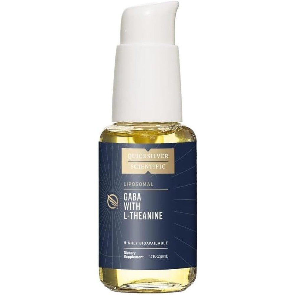 Quicksilver Scientific Liposomal GABA With L-Theanine front view liquid supplement bottle