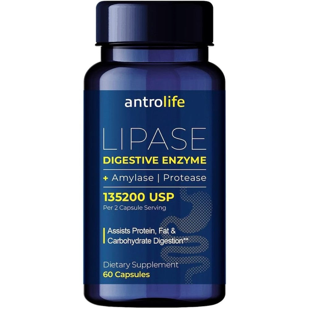 ANTROLIFE Enzyme Complex 60 Capsules bottle front view showing digestive enzyme blend