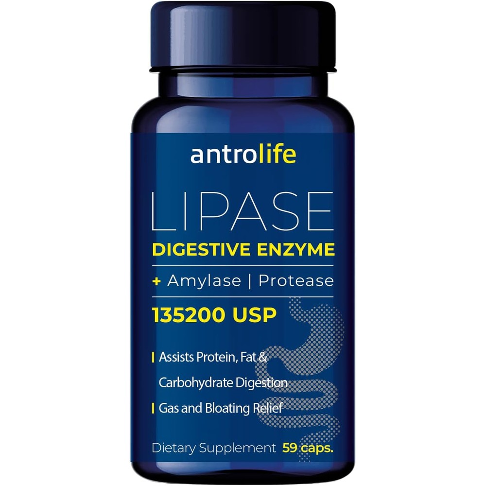 Antrolife digestive enzyme supplement bottle front view high potency capsules
