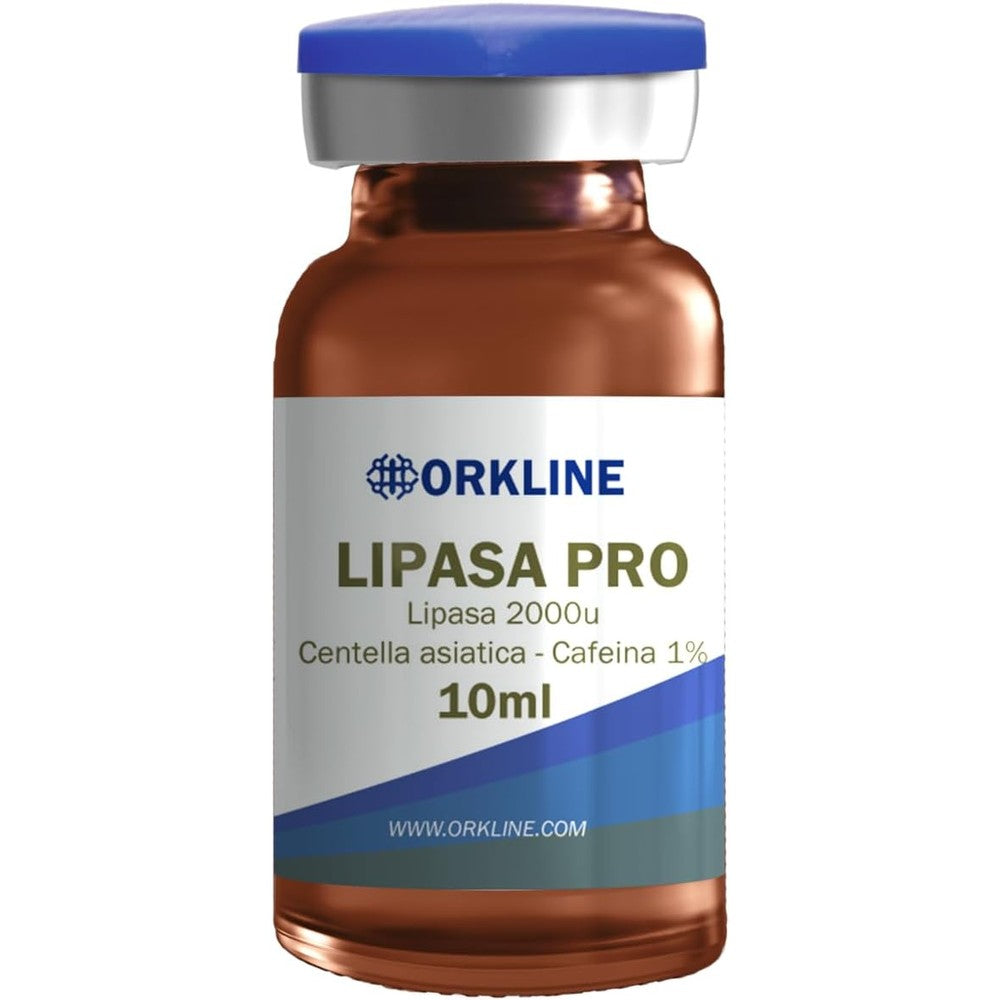 Generico Orkline Lipase Pro liquid vials front view showing clinical packaging for fat reduction.