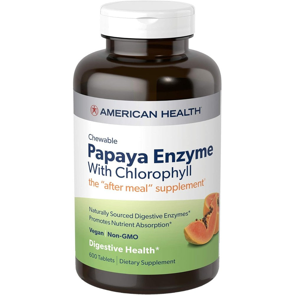 American Health chewable papaya enzyme supplement front view bottle