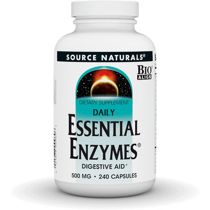 Source Naturals Daily Essential Enzymes 240 Capsules front view for premium digestive support.