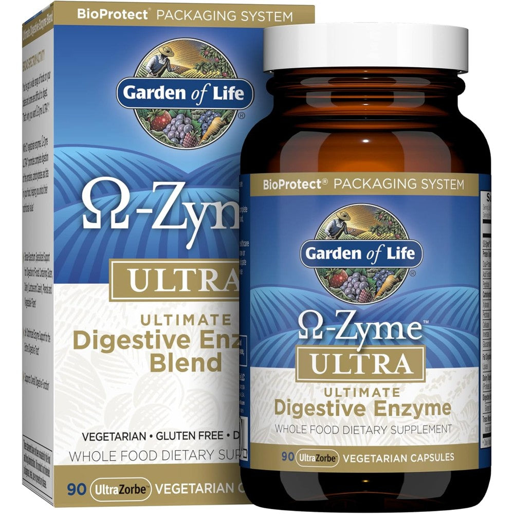 Garden of Life Omega-Zyme Ultra vegetarian capsules front bottle view supplement
