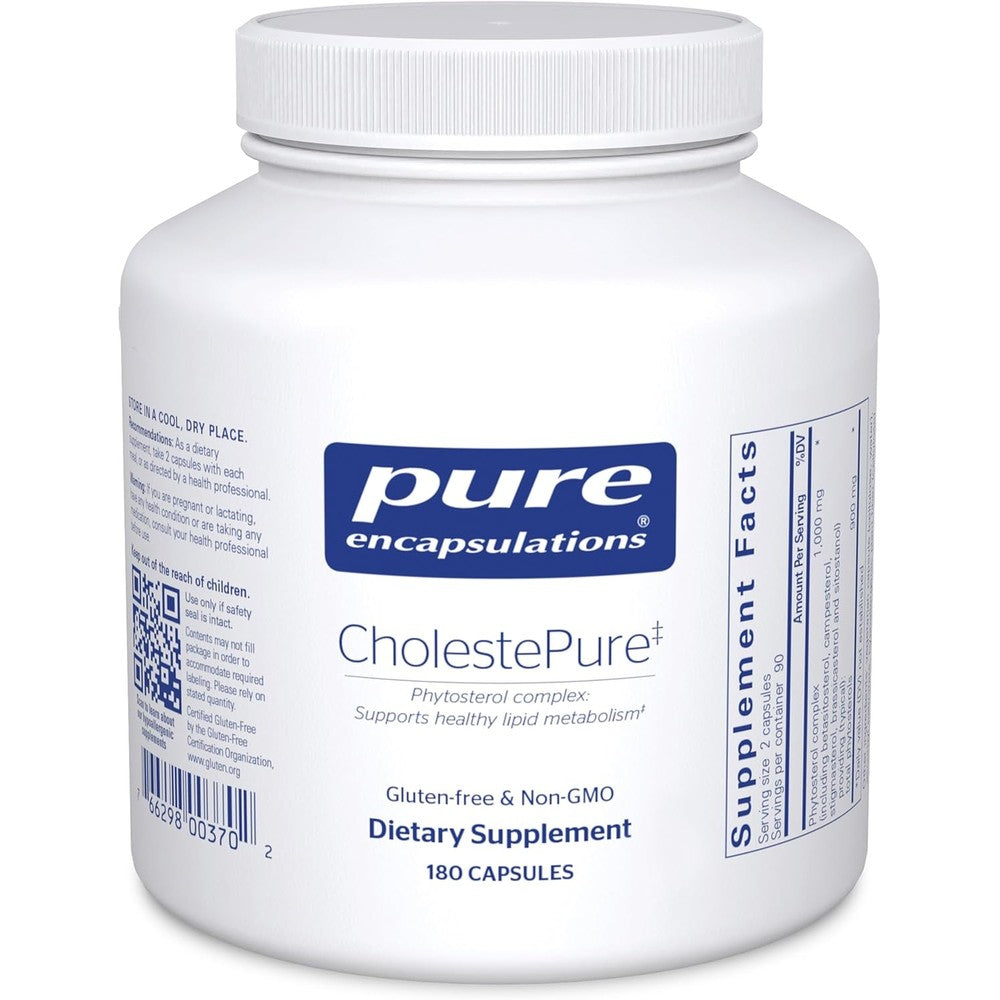 Pure Encapsulations CholestePure 180 Capsules front view bottle for healthy lipid metabolism support