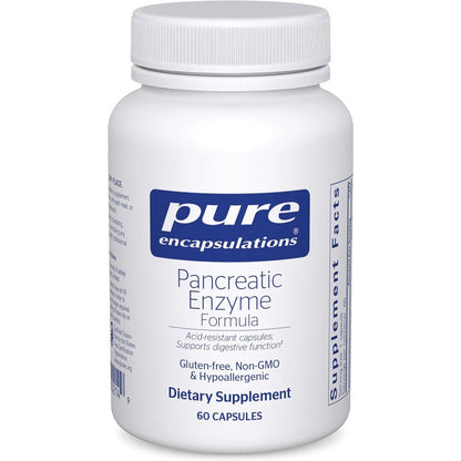 Pure Encapsulations Pancreatic Enzyme Formula 60 capsules front bottle view showing clean label packaging