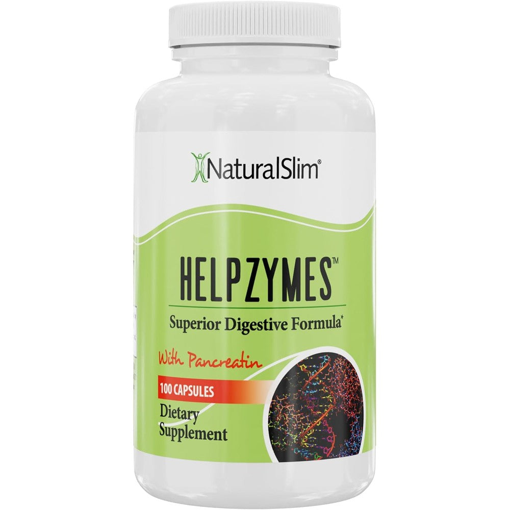 NaturalSlim Helpzymes Digestive Enzymes 100 Capsules Front View Authentic USA Supplement