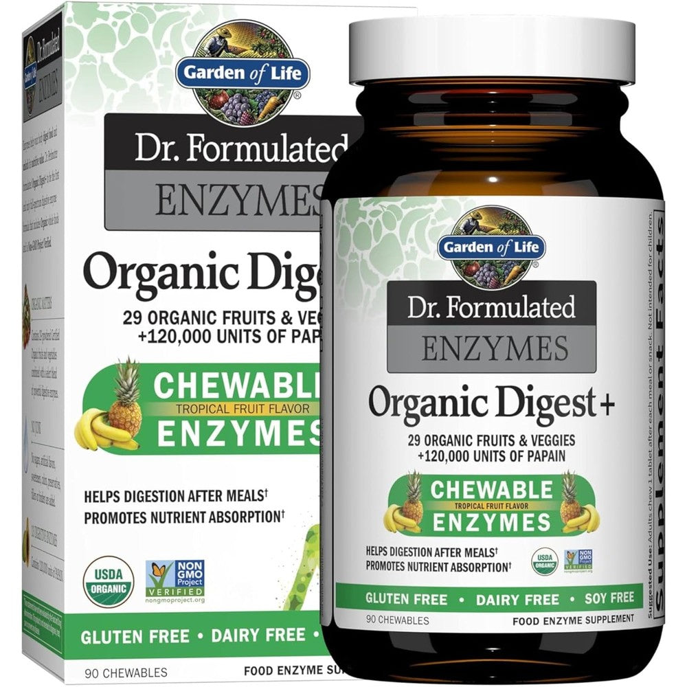 Garden of life organic digest plus digestive enzymes front view packaging