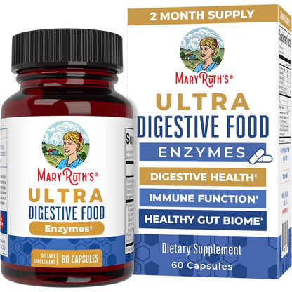 MaryRuth Organics Ultra Digestive Enzymes Capsules sixty count bottle front view