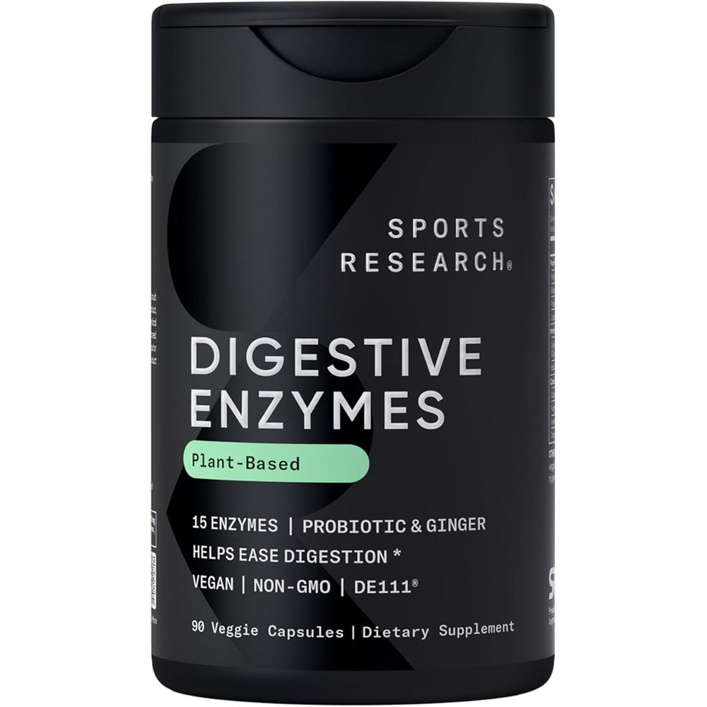 Sports Research plant based digestive enzymes bottle front view supplement