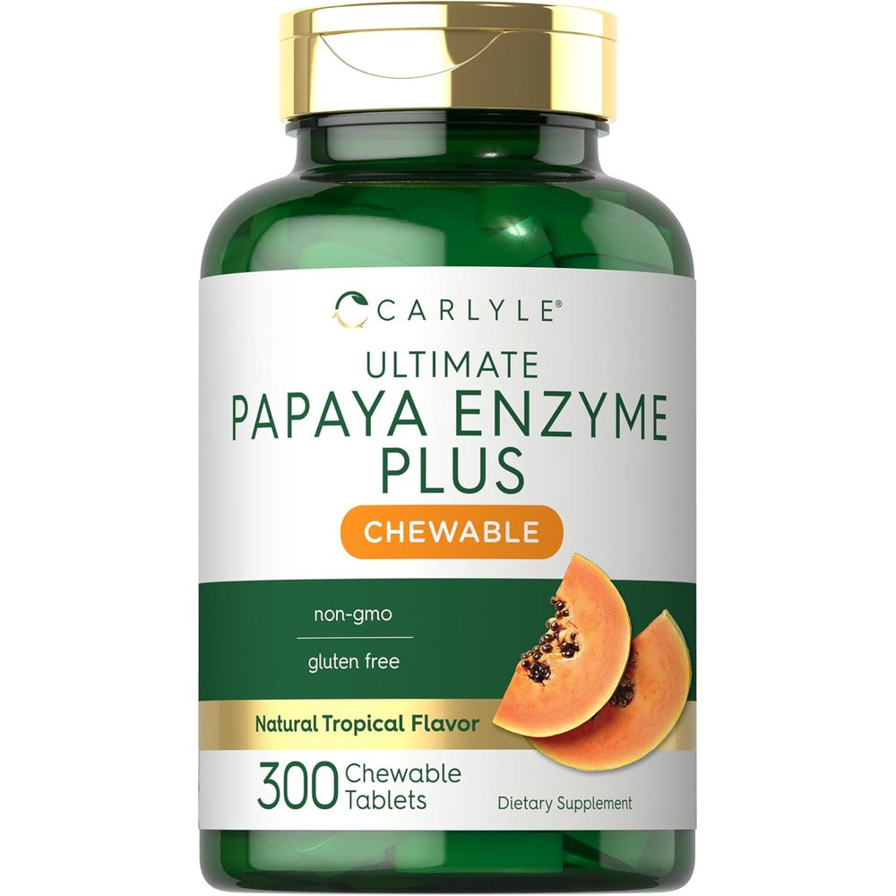 Carlyle Papaya Enzyme Chewable Tablets front view bottle