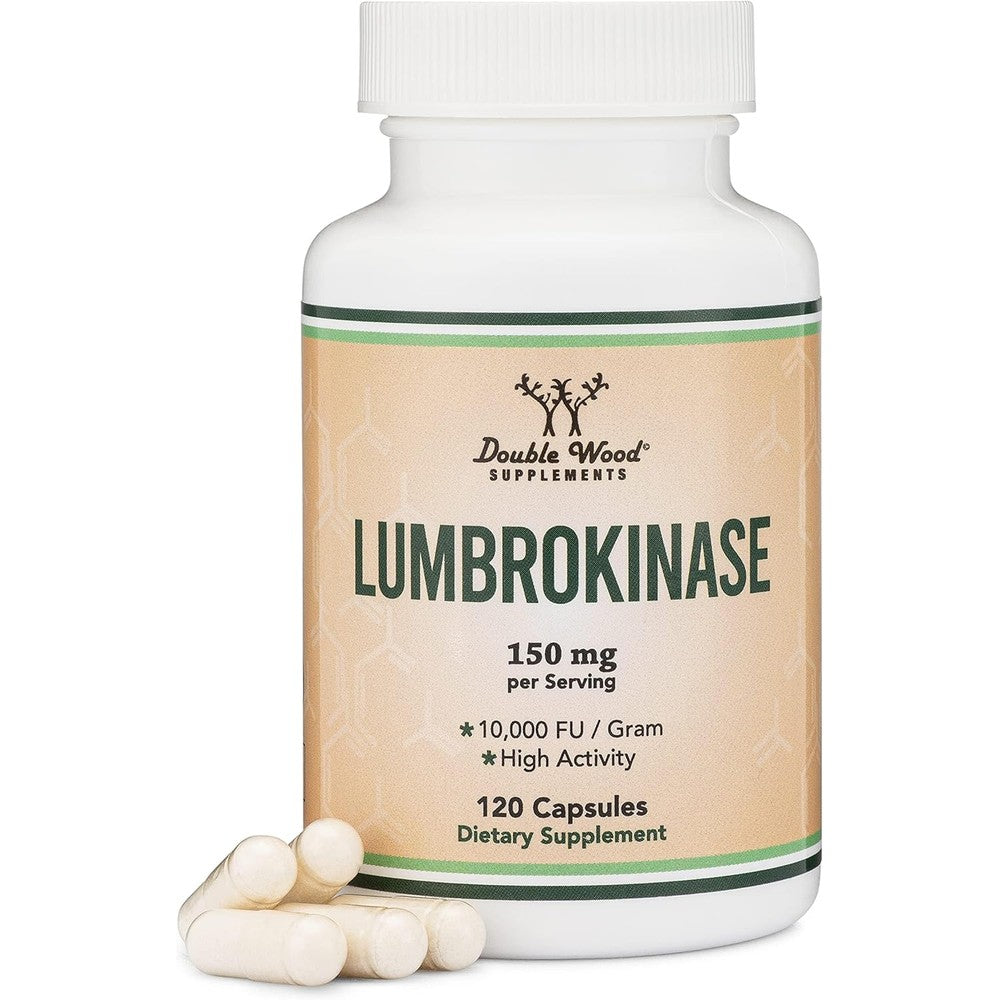 Double Wood Supplements lumbrokinase enzymes bottle front view cardiovascular support