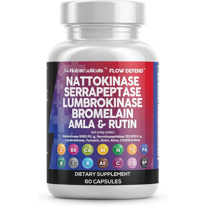 Clean Nutraceuticals Flow Defend Nattokinase 5000 FU bottle front view