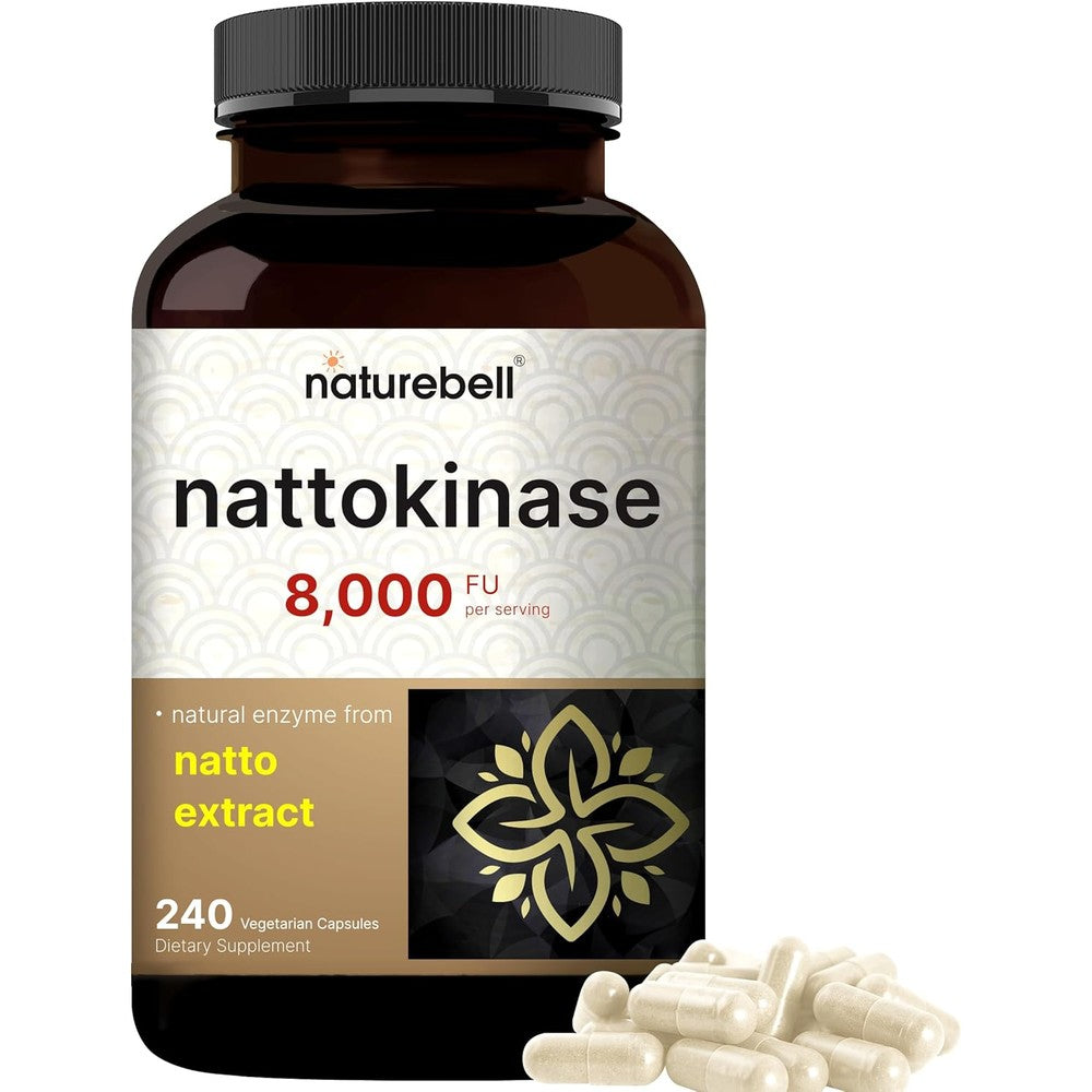 NatureBell Nattokinase 8000 FU capsules bottle front view
