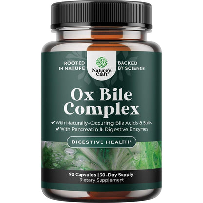 Natures Craft Digestive Enzymes with Ox Bile bottle front view for fat digestion support