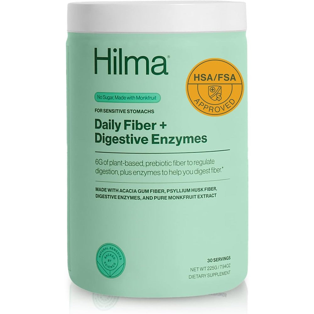 DartActive Hilma Daily Fiber and Digestive Enzymes Powder front view supplement jar