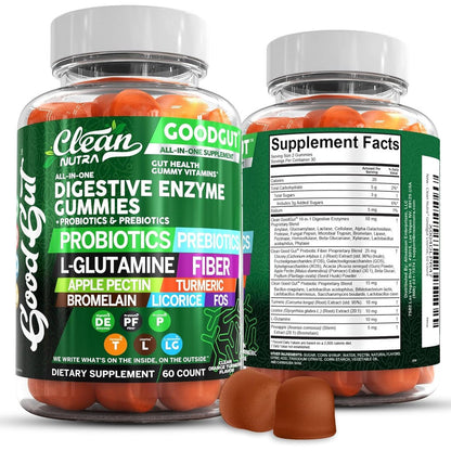 Clean Nutraceuticals GoodGut digestive enzyme gummies front view bottle for premium gut health