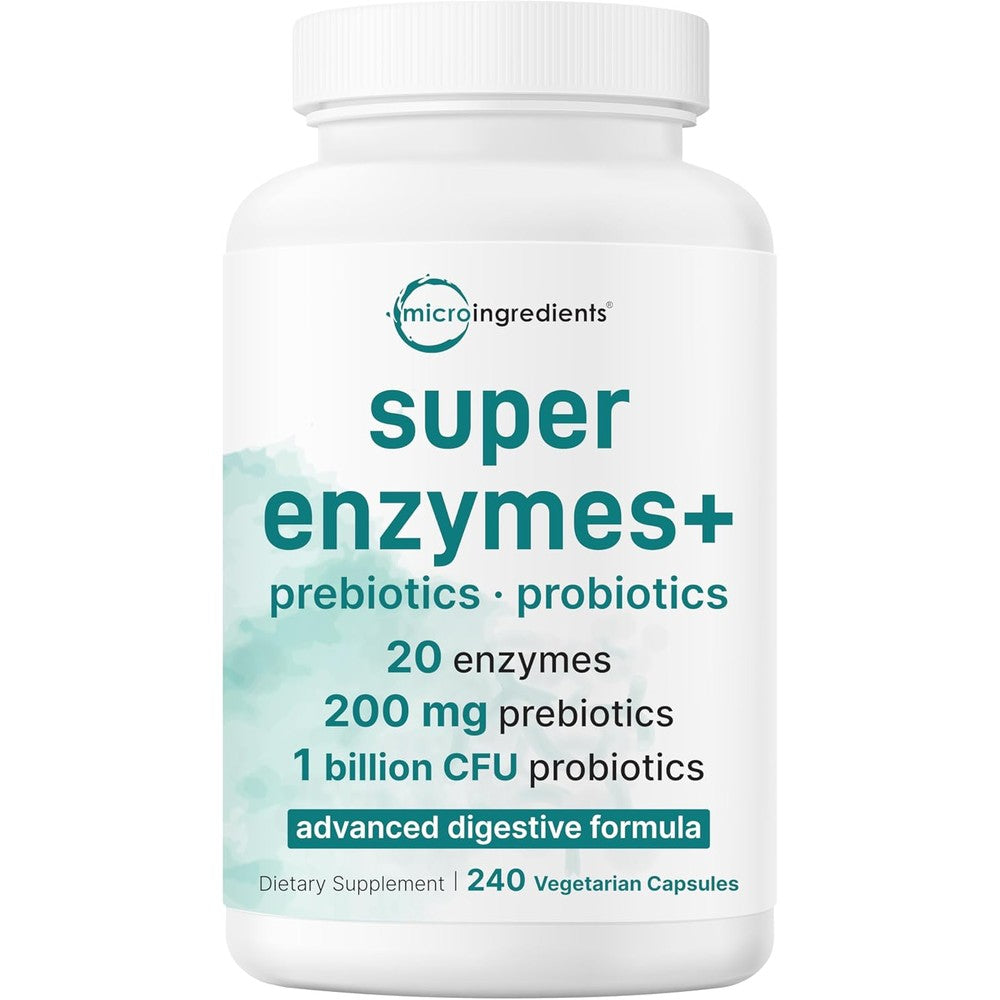 Micro Ingredients Super Enzymes 240 capsules front view bottle for digestive support