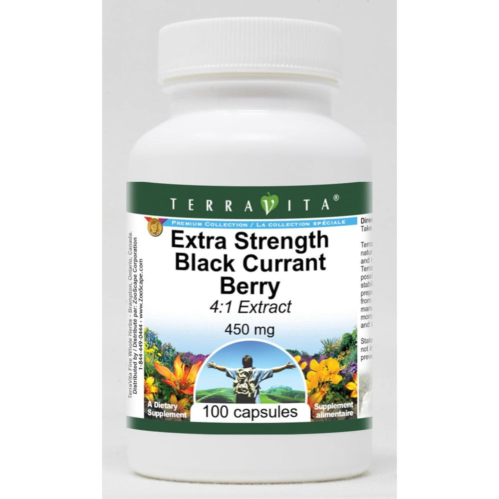 Terravita Black Currant Berry Extract 450mg capsules front view