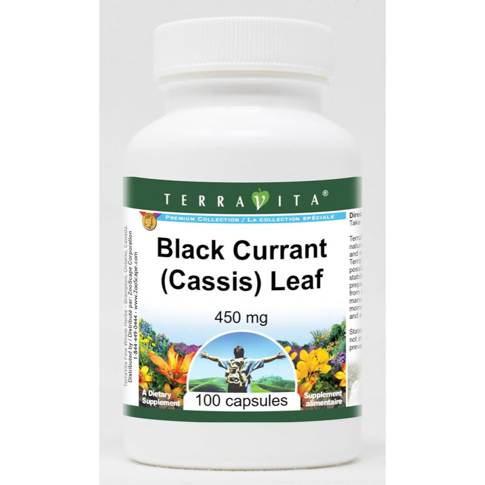 Terravita Black Currant Cassis Leaf Extract 450 mg 100 Capsules front view