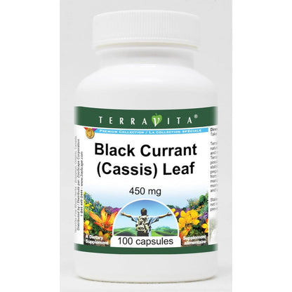 Terravita Black Currant Cassis Leaf Extract 450 mg 100 Capsules front view
