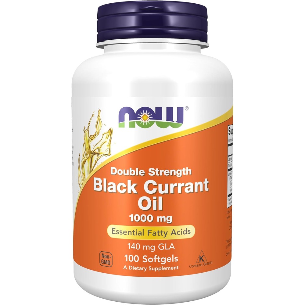 Now Foods Double Strength Black Currant Oil front view bottle
