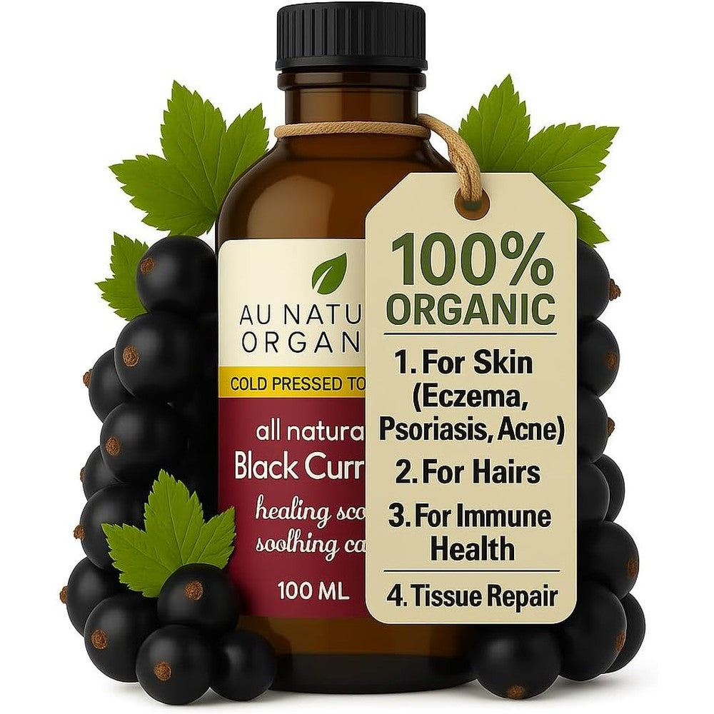 Au Natural Organics black currant seed oil front view bottle