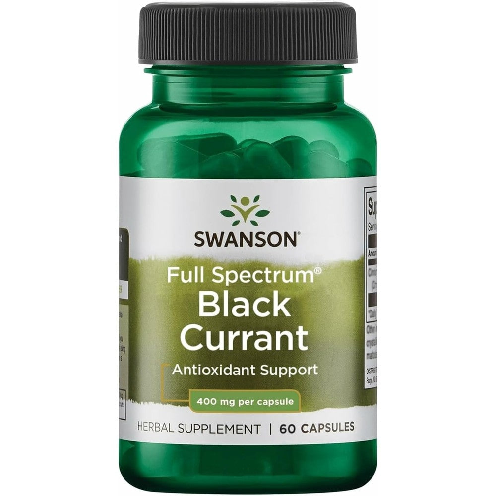 Swanson Full Spectrum Black Currant capsules front view bottle packaging