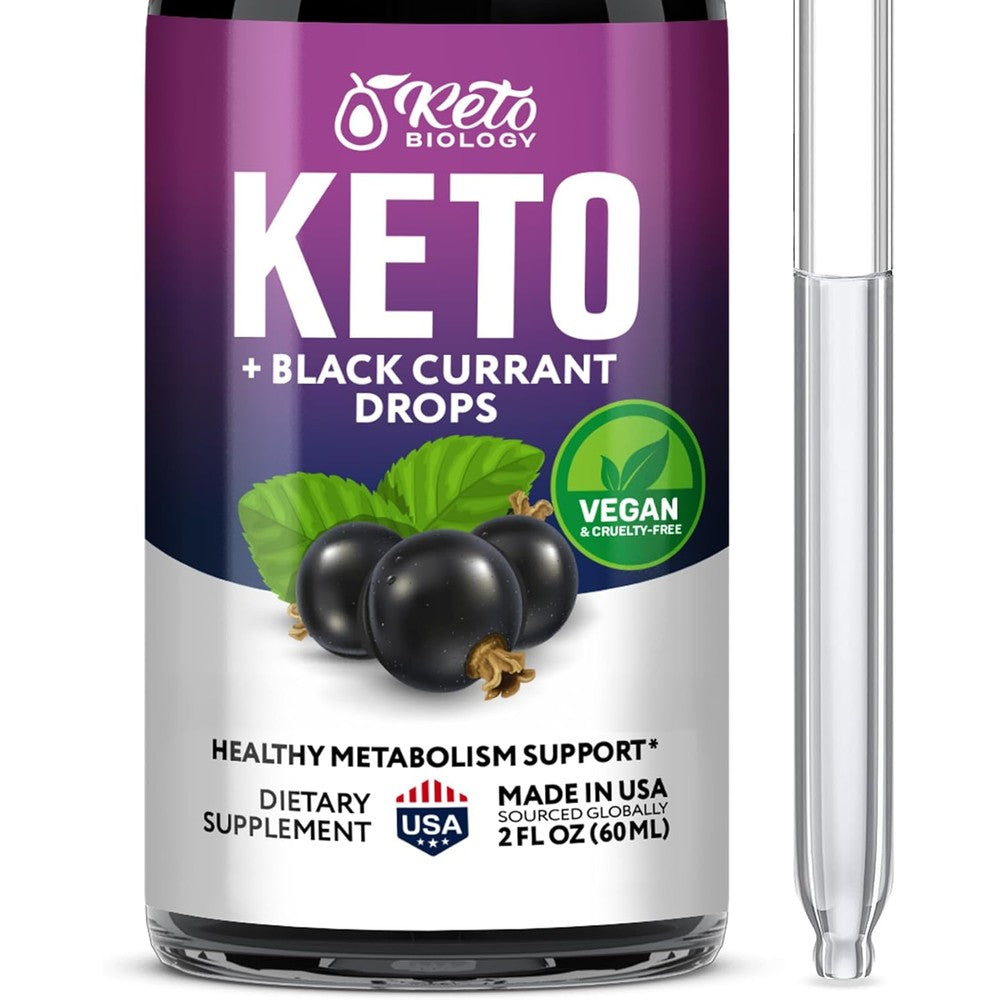 Keto Biology Black Currant Seed Oil Keto Drops front view bottle