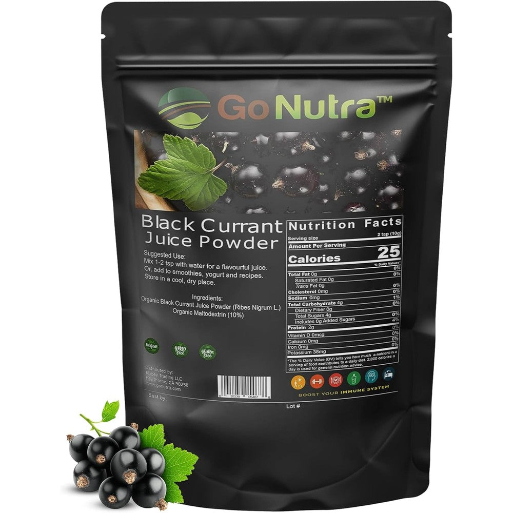 Go Nutra Black Currant Berry Powder 1lb front view pouch