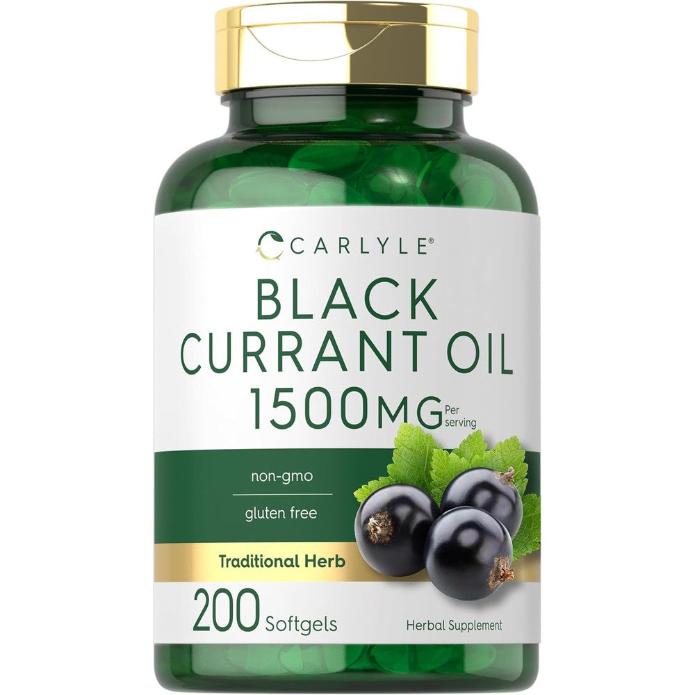 Carlyle black currant oil supplement bottle front view