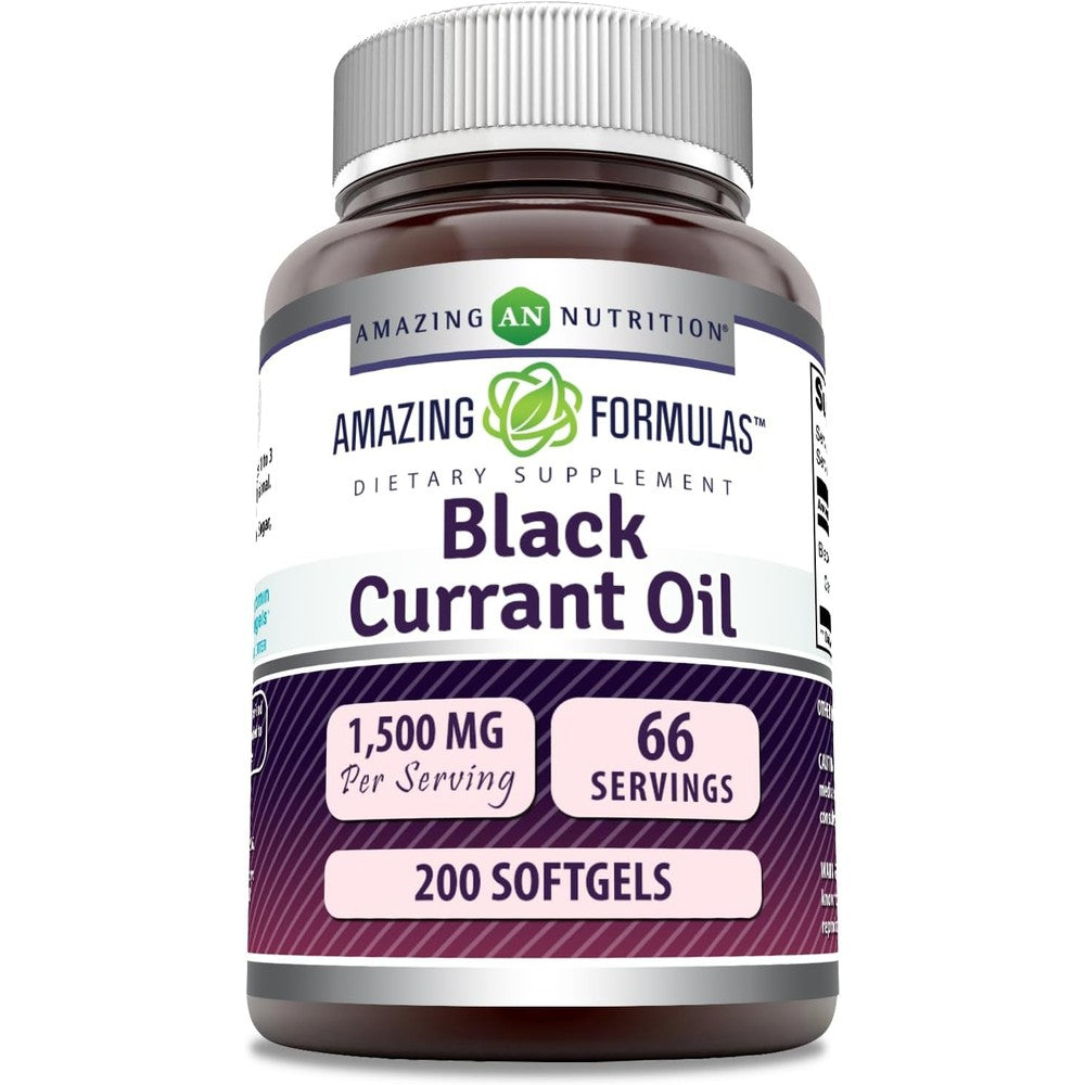 Amazing Nutrition Black Currant Oil front view bottle packaging