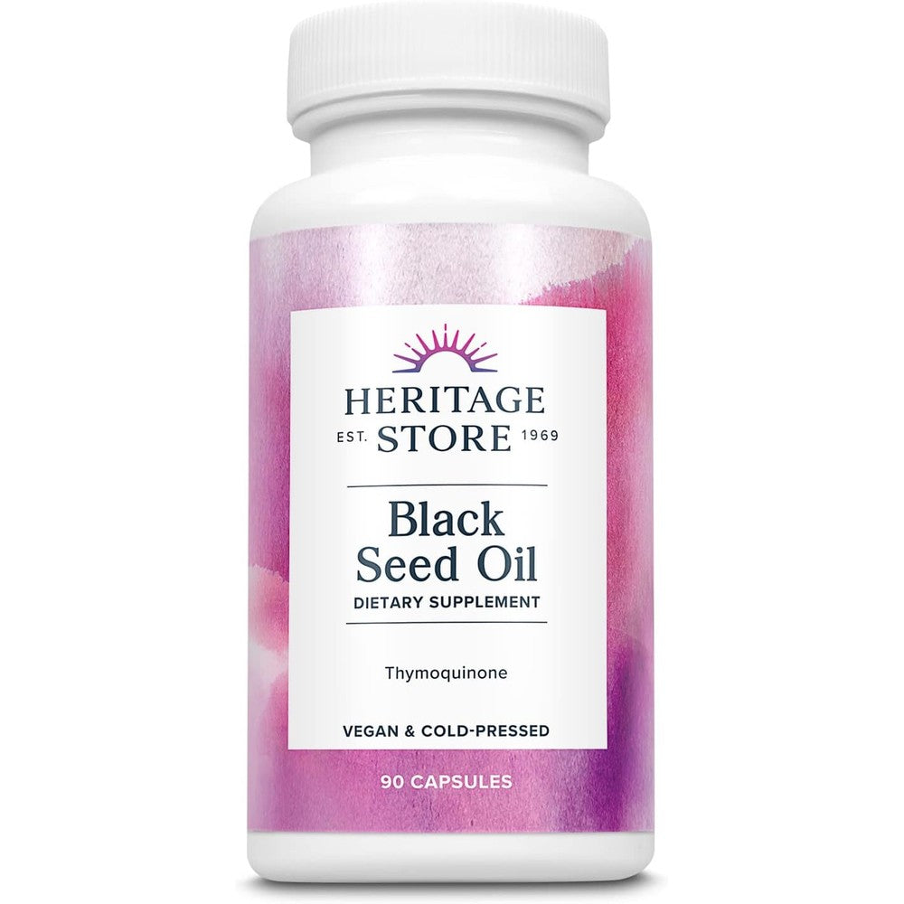 Heritage Store Black Seed Oil front view bottle packaging
